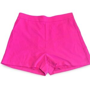 Three Pears Pink Casual Polyester Light Shorts Size M Elastic Waist with Pockets